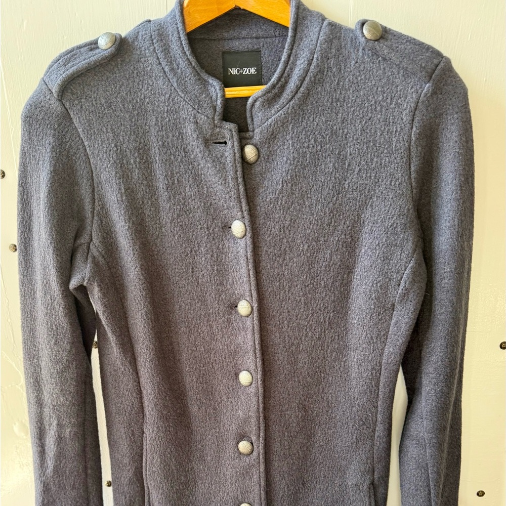 NIC+ZOE Charcoal/blue Button-Up Cardigan/coat